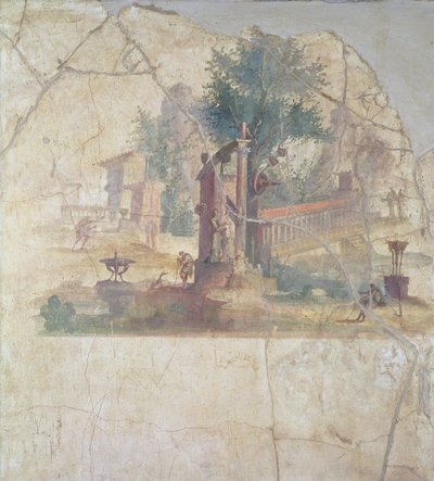 Paisagem sacro-idílica, da Villa de Agrippa em Boscoreale, século DC (afresco) de Unbekannt