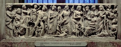 Sarcófago com relevo retratando Prometeu e a Criação do Homem, romano, de Arles, século III d.C. (mármore) de Unbekannt