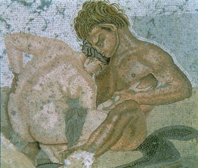 Sátiro e Maenad, detalhe de um mosaico da Casa do Fauno de Unbekannter Künstler
