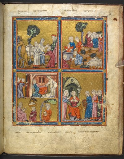 Cenas da vida de José de Hagadah para a Páscoa (o "Hagadah dourado"), Parte 1, 2º quartel do século XIV de Unbekannter Künstler