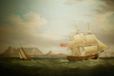 Navio em frente da Cidade do Cabo na África do Sul. Pintura. Museu Nacional de Cultura, Pretória, África do Sul de Unbekannter Künstler