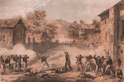 Voluntários sicilianos atacam postos avançados do lado esquerdo dos napolitanos em Milazzo, Sicília de William M. Timlin