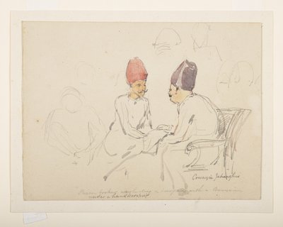 Esboço de Sir Cowasji Jehangir (lápis e aguarela sobre papel) de Unbekannter Künstler