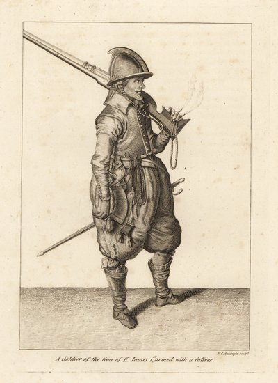 Soldado do tempo do Rei James I, armado com um caliver ou arquebus. de Unbekannt