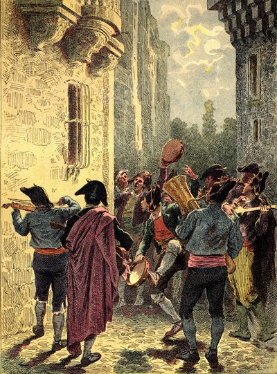 Serenata espanhola. Gravura em "Os Povos da Terra" 1890. de Unbekannter Künstler