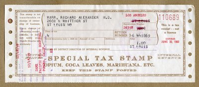 Selo fiscal especial para ópio medicinal, folhas de coca e marajuana de Unbekannt