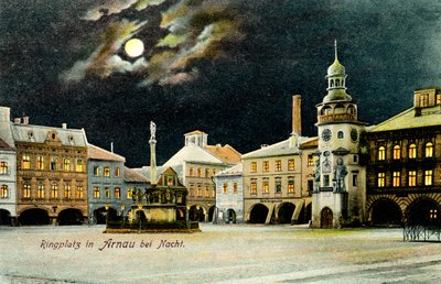 Praça em Hostinné (alemão: Arnau) à noite de Unbekannter Künstler