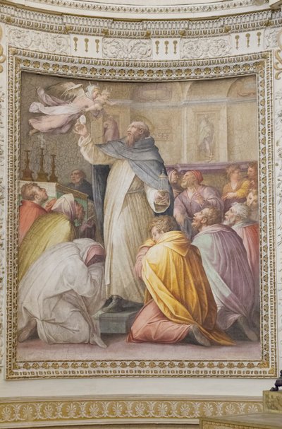 São Pedro, o mártir, afasta os demónios com o anfitrião, parte das histórias de São Pedro, o mártir de Unbekannter Künstler