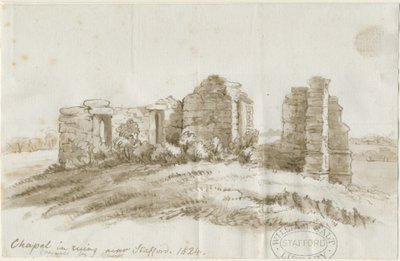 Stafford - Creswell Chapel: desenho de caneta e lavagem, 1824 de Unbekannt