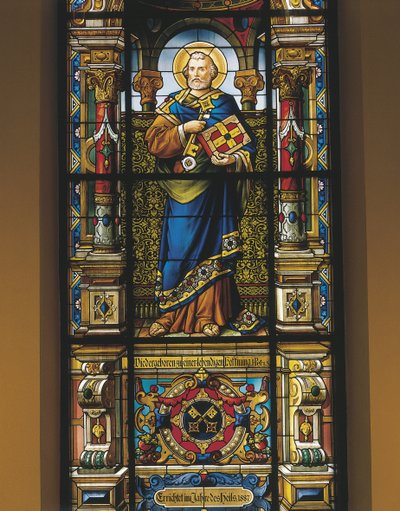 Janela de vidro manchado de São Pedro, Estocolmo, Suécia de William M. Timlin
