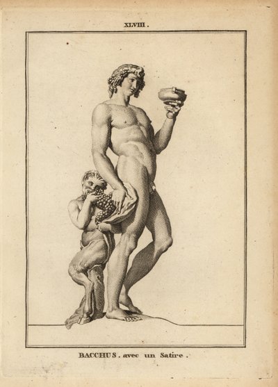 Estátua de Baco, o deus romano do vinho, nua com um sátiro de Unbekannt