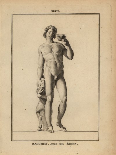 Estátua de Baco, o deus romano do vinho, nua com um sátiro de Unbekannt