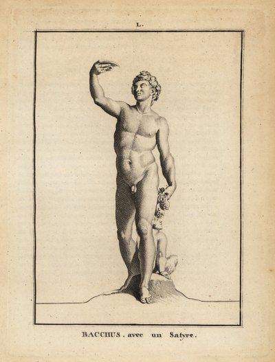 Estátua de Baco, o deus romano do vinho, nua com um sátiro de Unbekannt