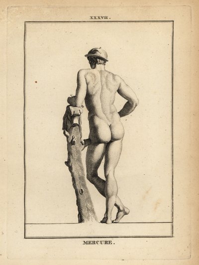 Estátua de Mercúrio, deus romano do comércio e da comunicação, em petasos de chapéu alado com pele de cabra de Unbekannt