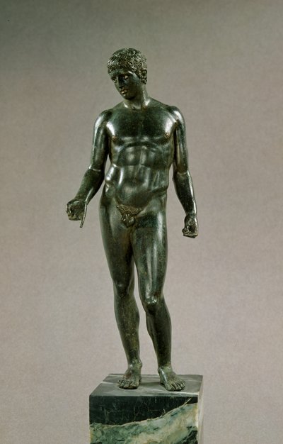 Estátua de Mercúrio, adaptação do Discóforo Grego de Policlito, Romano, 25-50 d.C. (bronze) de Unbekannt