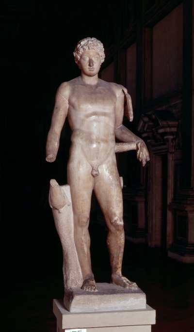 Estátua de um jovem com os atributos de Mercúrio, romano (mármore) de Unbekannt