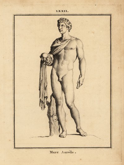 Estátua do Império Romano Marcus Aurelius, Marcus Aurelius Antoninus Augustus; nu com orbe e ceptro de Unbekannt