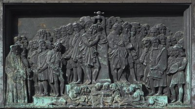 Estrasburgo, Bas-relief da escultura de Gutenberg. Europa de William M. Timlin