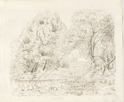 Tamworth - Vista Rural: desenho a tinta, sd [séc. XIX] de Unbekannt