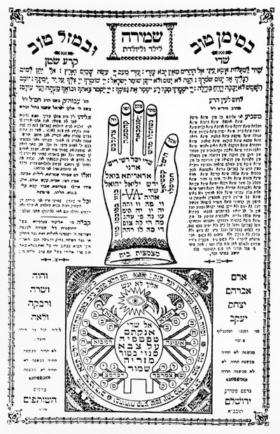 Tefillah (filigrana) com mão da Palestina, c.1930 (papel impresso) de Unbekannt