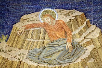 A Igreja de Todas as Nações, também conhecida como a Igreja ou Basílica da Agonia, Cristo em agonia, Mosaico da Basílica no Getsêmani, Jerusalém, Israel de Unbekannt