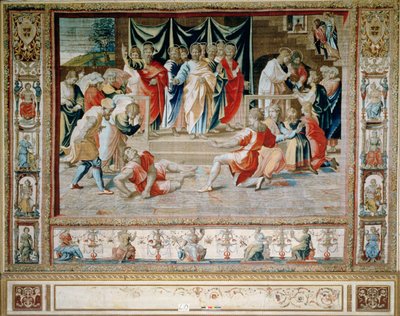 A Morte de Aniano das Tapeçarias de Bruxelas, réplicas da série dos Atos dos Apóstolos do Vaticano de Rafael (tapeçaria) de Unbekannt