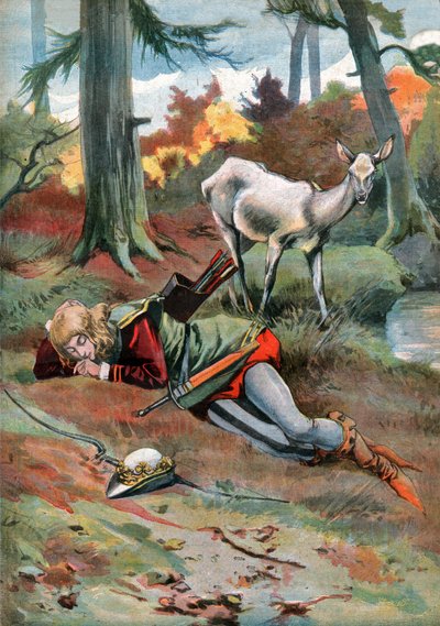 A Corça na Floresta. (Ilustração, ca. 1910) de Unbekannter Künstler