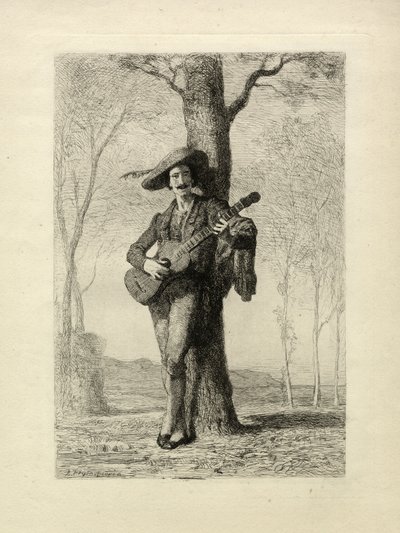The Guitarist, França, c.1870 (gravura) de Unbekannter Künstler