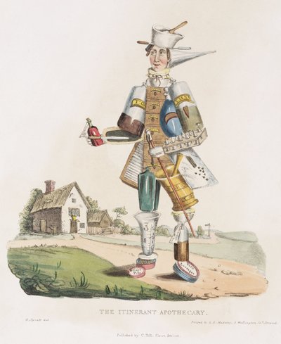 "O Itinerante Apocariano", aquatint colorido à mão. de Unbekannt