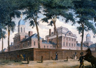 O Hospital da Pensilvânia em Filadélfia, c.1800 (gravura) de Unbekannter Künstler