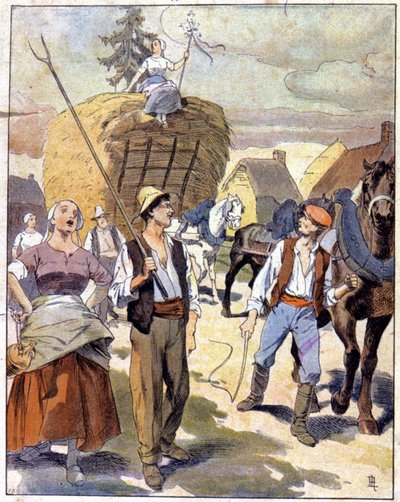 O último carro de trigo em Beauce, c.1910 (ilustração) de Unbekannter Künstler