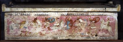 O sarcófago das Amazonas, decorado com cenas de luta entre gregos e amazonas, de Tarquinia, século IV a.C. (alabastro) (ver também 36059) de Unbekannt