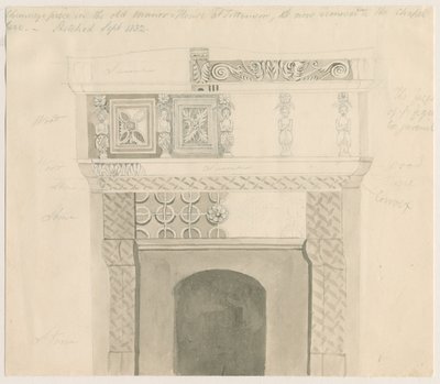 Tittensor - pedaço de chaminé na casa senhorial: lápis e lavagem de desenho, setembro de 1832 de Unbekannt