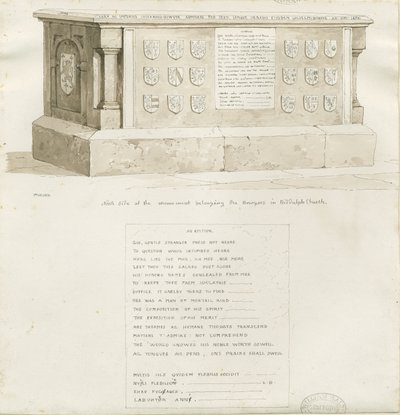 Tumba na Igreja Biddulph - "William Bowyer": desenho em sépia, 1837 de Unbekannt