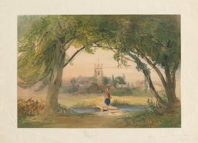 Trentham - vista perto de Handford: pintura em aquarela, nd [ 19 cent] de Unbekannt