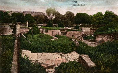 Trier - ruínas das termas romanas - França, finais do século XIX (postal) de Unbekannter Künstler