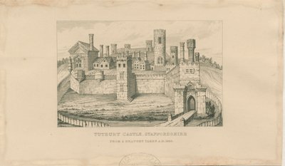 Castelo de Tutbury: gravura em aço, 1620 de Unbekannt