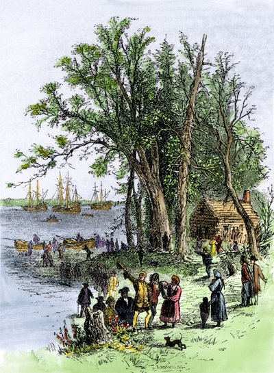Estados Unidos, Estado da Pensilvânia: Embargo de William (William) Penn na colónia da Pensilvânia em Filadélfia de Unbekannter Künstler