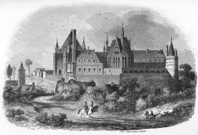 Vista do castelo de Gaillon, na Normandia. Século XIX (gravura de "Mysteres des vieux chateaux de France" de Le Francois). de Unbekannter Künstler