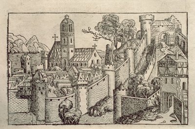 Vista da antiga cidade de Alexandria de um livro de gravuras intitulado 