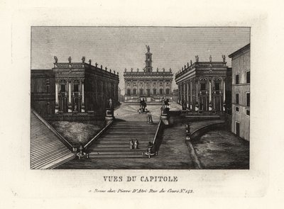 Vista da Colina do Capitólio. Piazza del Campidoglio, Palazzo Senatorio, Roma. de Unbekannt