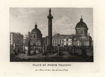 Vista da Praça do Fórum de Trajano com Coluna de Trajano, Place du Forum Trajano, Roma de Unbekannt