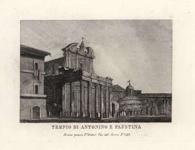 Vista do Templo de Antoninus e Faustina, Tempio di Antonino e Faustina, Fórum Romano, Roma de Unbekannt
