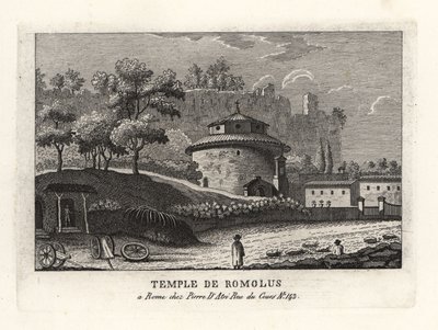 Vista do Templo de Rômulo, a basílica de Santi Cosma e Damiano, Fórum, Roma de Unbekannt