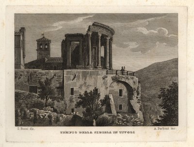 Vista do Templo da Sibila em Tivoli, Templo da Sibila em Tivoli de Unbekannt