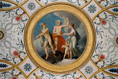 Vista da rotunda do tecto na Sala de Desenho Pequeno (foto) de Unbekannter Künstler