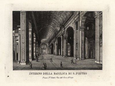 Vista do interior da Basílica de São Pedro, Basílica de Sancti Petri, Roma de Unbekannt