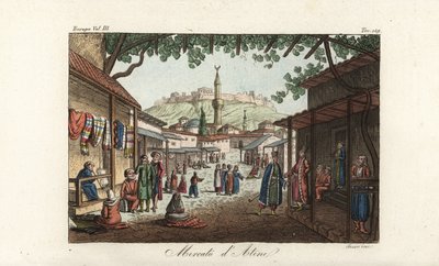 Vista do mercado ou do bazar em Atenas de Unbekannt
