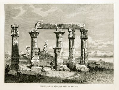 Vista das ruínas do Templo Medamot perto de Tebas, Egipto Ilustração do Atlas do Egipto de Unknown