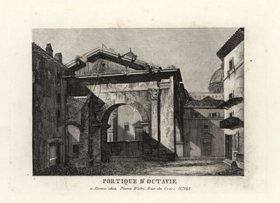 Vista das ruínas do Pórtico de Octávio, Porticus Octaviae, Roma de Unbekannt